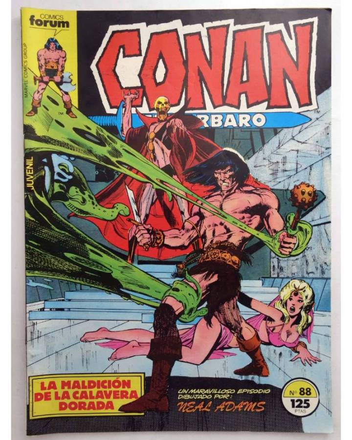 Cubierta de CONAN EL BARBARO 88. LA MALDICION DE LA CALAVERA DORADA. Forum 1986