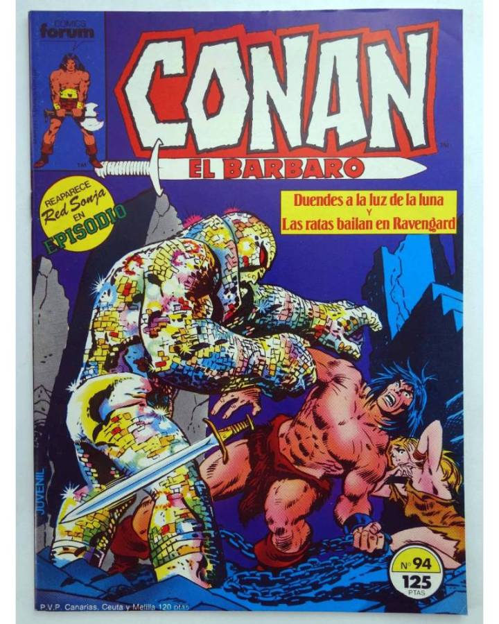 Cubierta de CONAN EL BARBARO 94. DUENDES A LA LUZ DE LA LUNA - LAS RATAS BAILAN EN RAVENGARD. Forum 1986