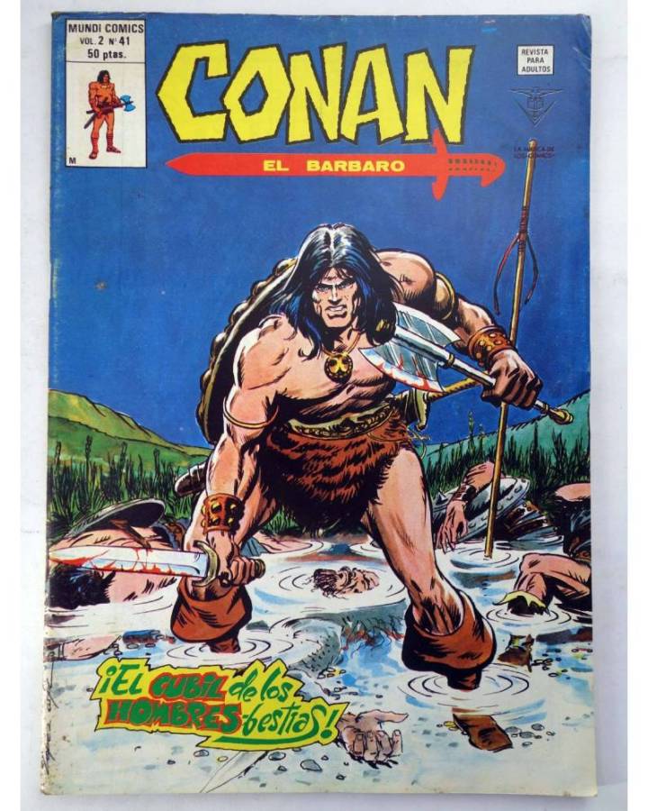 Cubierta de CONAN VÉRTICE VOL. 2 N 41. EL CUBIL DE LOS HOMBRES BESTIAS (Thomas / Windsor Smith) Vértice 1980