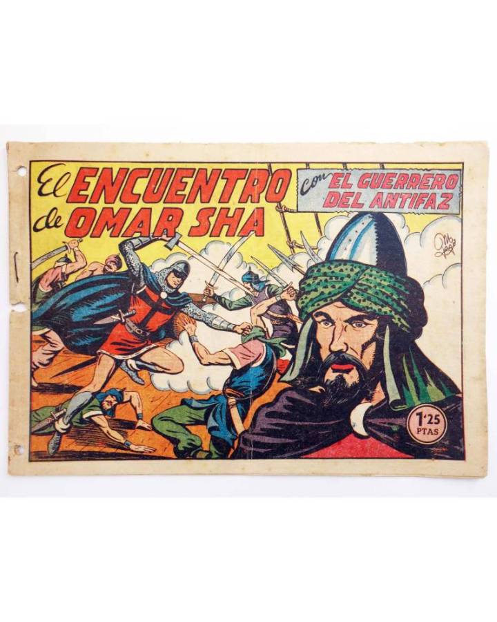 Cubierta de EL GUERRERO DEL ANTIFAZ 168. EL ENCUENTRO DE OMAR SHA (M. Gago) Valenciana 1951