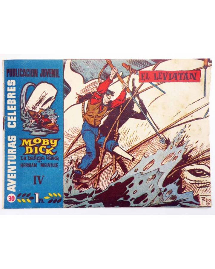 Cubierta de AVENTURAS CÉLEBRES 30. MOBY DICK 4 (Herman Melville / Ripoll G.) Hispano Americana 1958