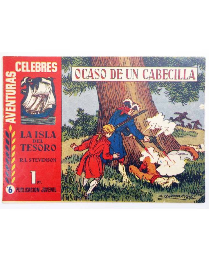 Cubierta de AVENTURAS CÉLEBRES 6. LA ISLA DEL TESORO 6 (R.L. Stevenson / A. Batllori Jofre) Hispano Americana 1958