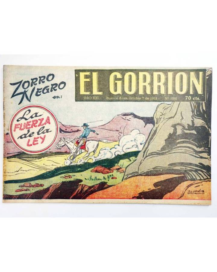 Cubierta de EL GORRIÓN 1088. ZORRO NEGRO EN: LA FUERZA DE LA LEY (Vvaa) Manuel Laínez 1953