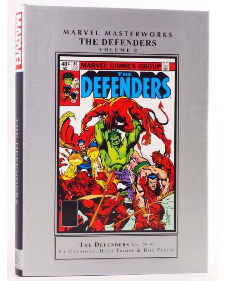 Cubierta de MARVEL MASTERWORKS THE DEFENDERS 8. HC (Ed Hannigan / Herb Trimpe / Don Perlin) Marvel 2022. EN INGLÉS